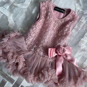 💜SOLD💜Olivia Rose DUSTY PINK ROSETTE PETTIDRESS